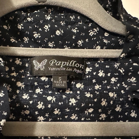 Papillon Floral printed Sleeveless sundress navy white|size small - Picture 3 of 3